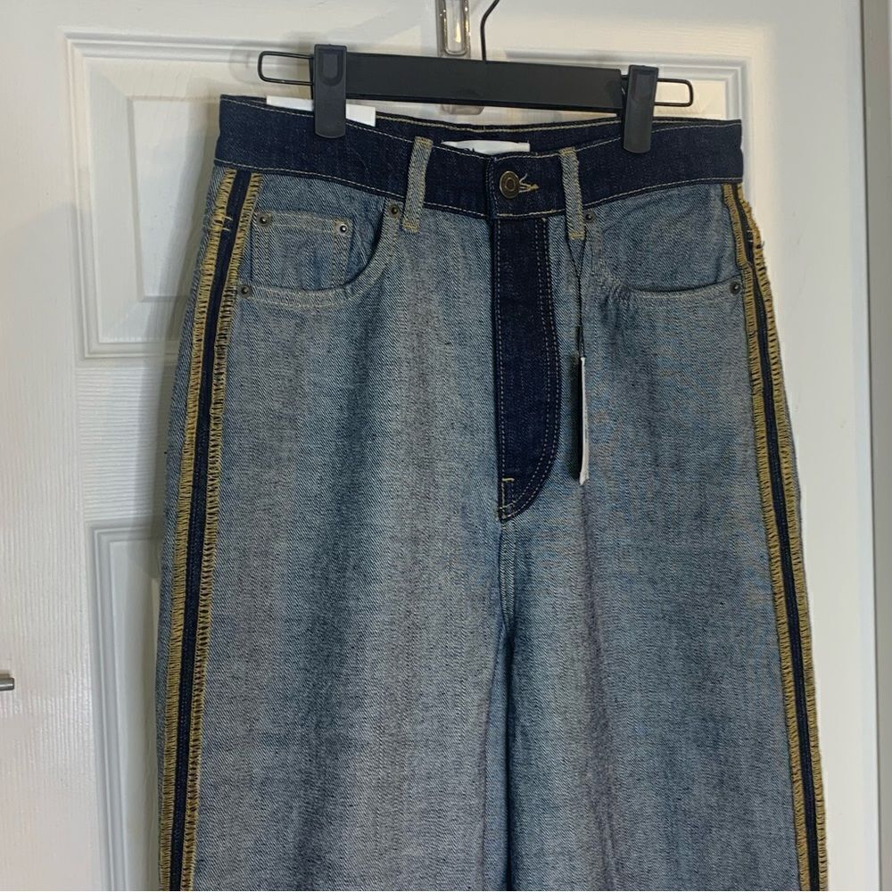 Zara The Inside Out Denim Pant Wide Leg High Rise Size 4 - Picture 7 of 16